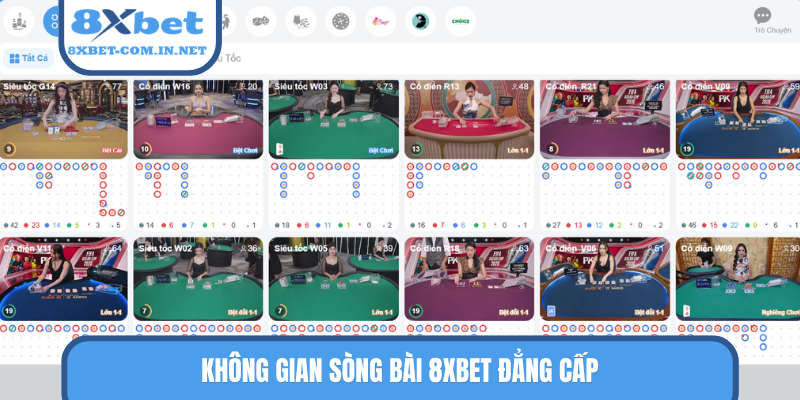 Không gian sòng bài 8XBET đẳng cấp