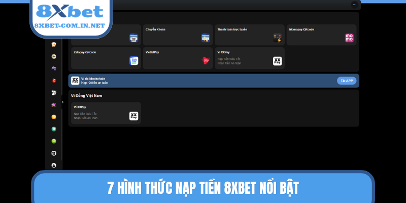 7 hình thức nạp tiền 8XBET nổi bật