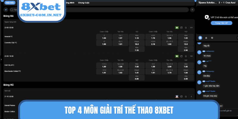 Top 4 môn giải trí thể thao 8XBET